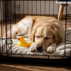 dog resting in a crate with a blanket and toy to ease separation anxiety 89a7bd0a 9759 406f 828a 4788eeb3d039 dog resting in a crate with a blanket and toy to ease separation anxiety 89a7bd0a 9759 406f 828a 4788eeb3d039